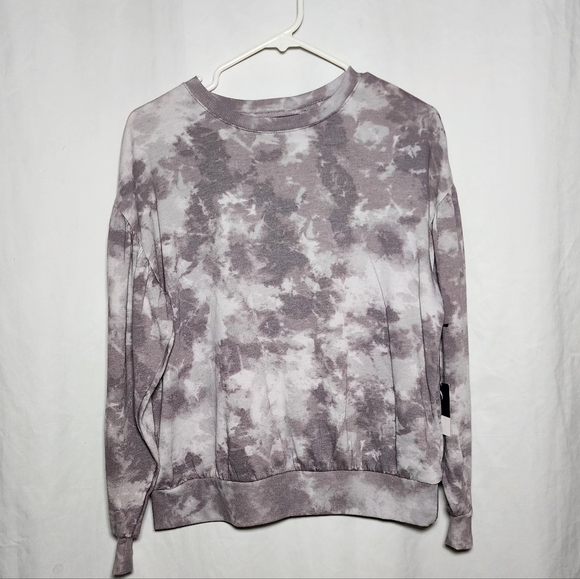 Simply Vera Vera Wang Gray Tie-Dye Crew Neck Sweater - Picture 3 of 8